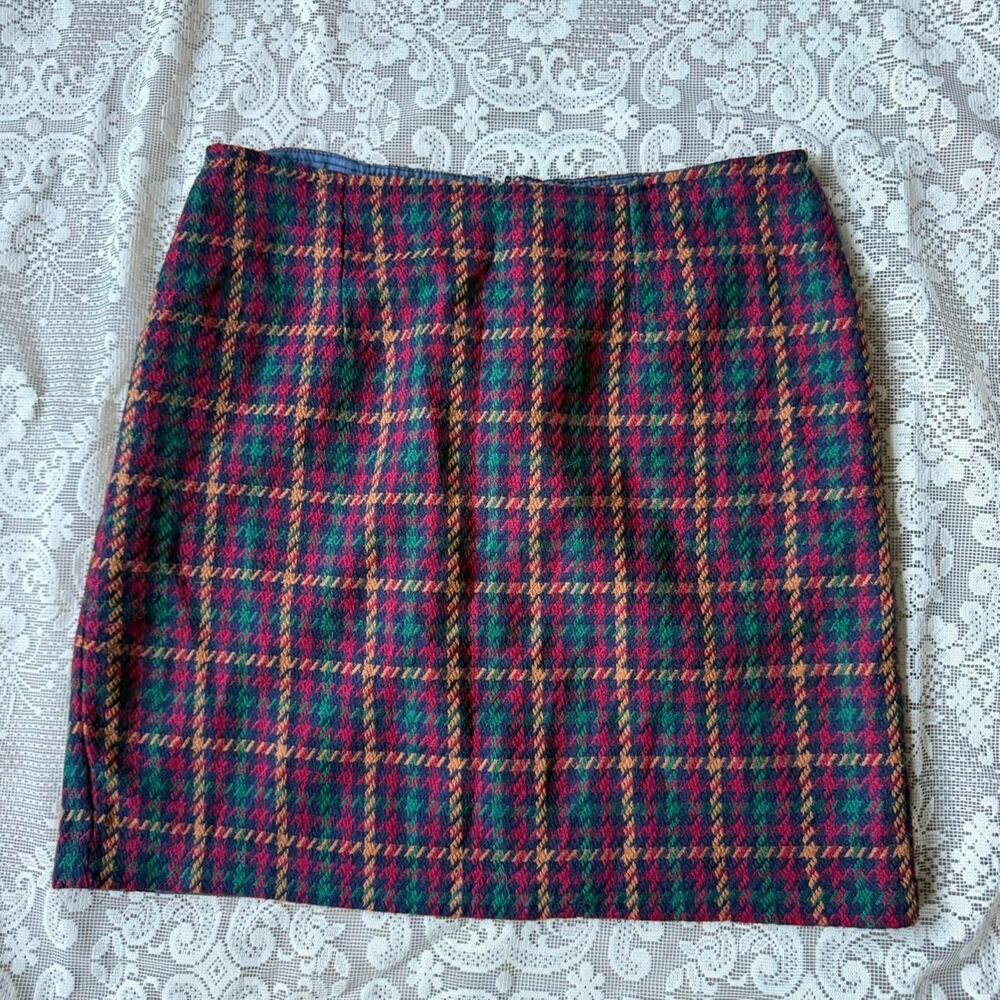 Vintage burgundy blue and tan skirt